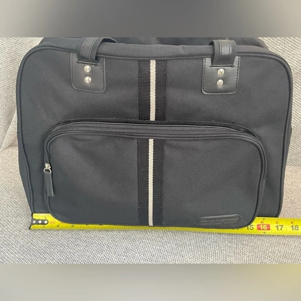 Carolina Herrera Black Laptop Bag with Geometric Design